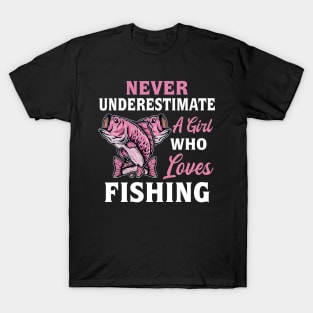 Never Underestimate A Girl Who Loves Fishing T-Shirt